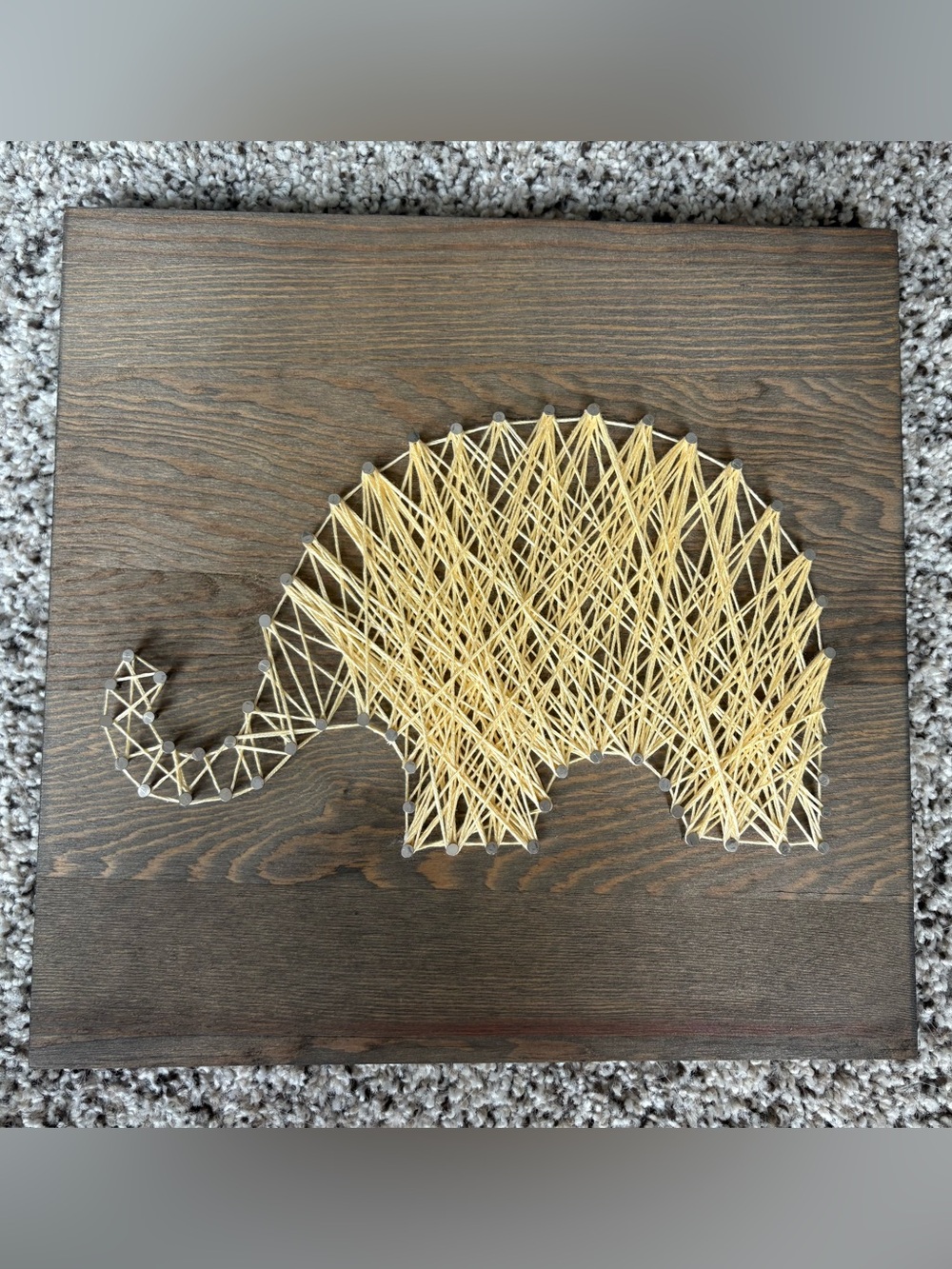 Handcrafted Yellow Elephant String Art Wooden Wall Decor